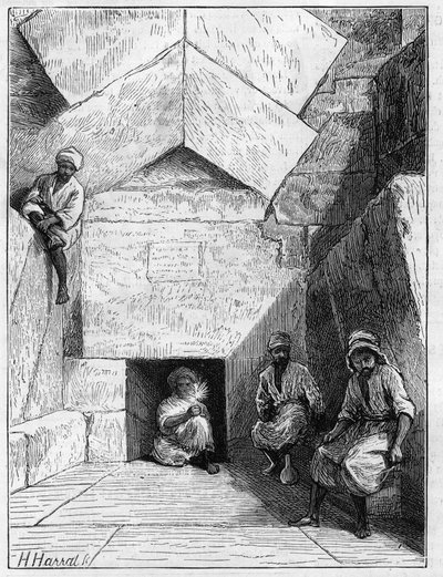 Utsikt över ingången till Kheopspyramiden i Guizeh (Guiseh, Giza, Giza), Egypten av Unknown artist