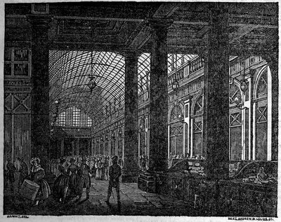 Utsikt över galleriet i Orleans vid Palais Royal de Paris 1835. av Unknown artist