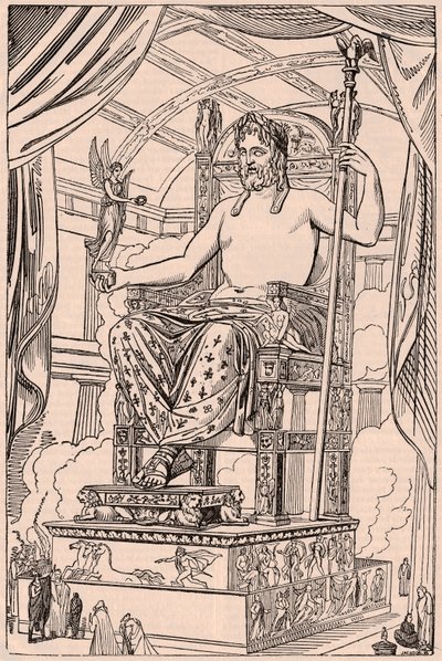 Vy över den gigantiska statyn av Olympian Zeus av Phidias av Unknown
