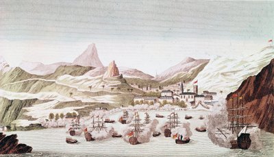 Utsikt över ön Saint Helena (gravyr av Unknown artist