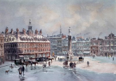 Utsikt över den stora platsen i Lille Oidentifierad författare print. 1800-talets Paris, B.N. av Unknown artist