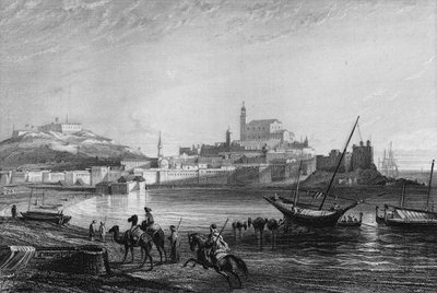 Utsikt över hamnen i Bone nära Alger på 1800-talet, i "L