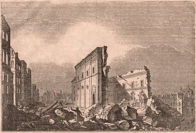 Vy över ruinerna av St Paul, efter jordbävningen 1755, Lissabon, Portugal av Unknown