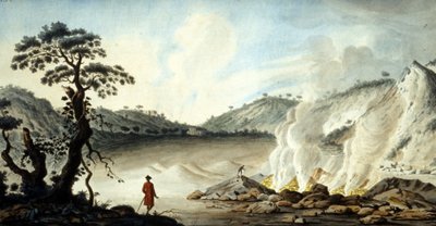 Utsikt över solfataren, vulkanisk terräng som härrör från heta ångor och svavelgaser. Pozzuoli nära Neapel. 1800-talet. av Unknown artist