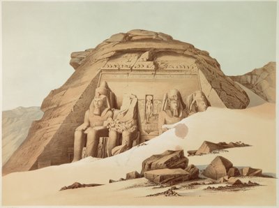 Utsikt över Abu Simbels tempel. Egypten. Illustration av 1800-talet. Paris, Frankrikes college av Unknown artist