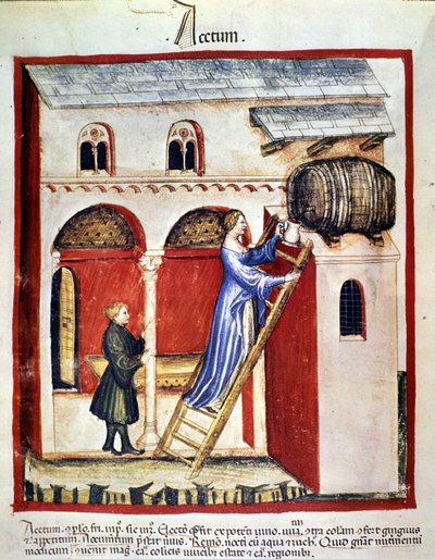 Vinägerproduktion. Belysning från mjölkning av medicin och diet "" Tacuinum sanitatis"" av Unknown artist