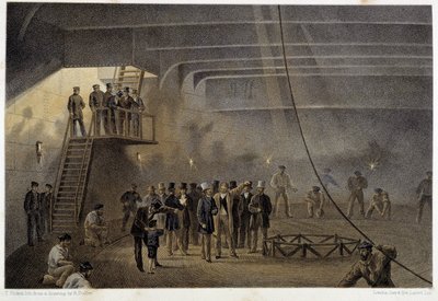 Besök av prinsen av Wales i en båt som lägger den atlantiska telegrafkabeln av Unknown artist