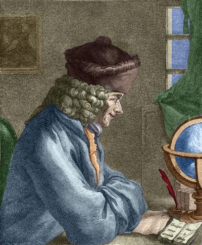 Voltaire (1694-1778) på sitt kontor i Vernay. av Unknown artist