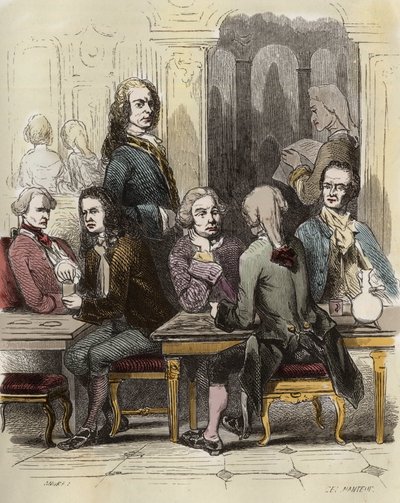 Voltaire i caféet Procope i Paris av Unknown artist