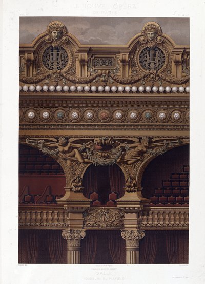 Voussure av taket på Opera Garnier - kromolitografi, sent 1800-tal av Unknown artist