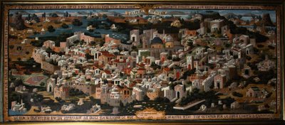 Panoramautsikt över Palestina med staden Jerusalem (Israel) - Anonym målning, olja på duk av Unknown artist