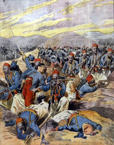 Kriget 1914 - 1918: Afrikanska ryttare i den franska kolonialarmén i Flanderns sanddyner. 1914. av Unknown Artist