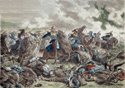 Kriget 1870: slaget vid Froeschwiller Woerth (Froeschwiller-Woerth) (eller slaget vid Reichshoffen) den 06/08/1870 som såg Tysklands seger - Gravyr av 1800-talet - Paris, Musee de l