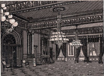 Washington, USA: utsikt över East Room, Vita huset. i "" Världen illustrerar 168 vyer"" Odaterat (slutet av 1800-talet) av Unknown artist