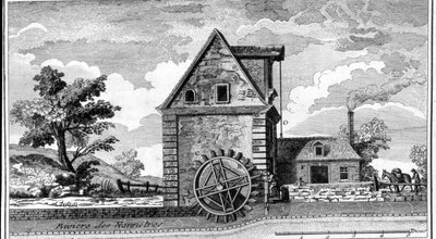 Vattenkvarn. gravyr sd. omkring 1800. av Unknown artist