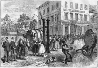Bevattningssystem på gatorna i Wien, Österrike 1873. av Unknown artist