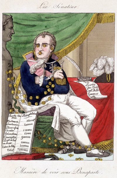 Synsätt under Bonaparte: militära utgifter - karikatyr av Unknown artist