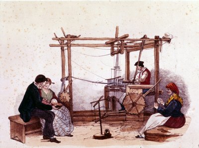 Vävning på 1800-talet. av Unknown artist