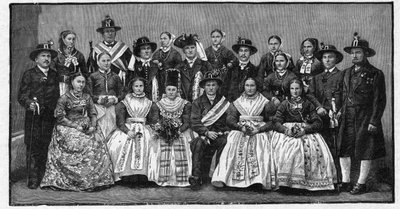 Wendisk bröllopsfest (Wends) - gravyr 1897 - Wendes (slaviska människor som bor i östra Tyskland) av Unknown artist