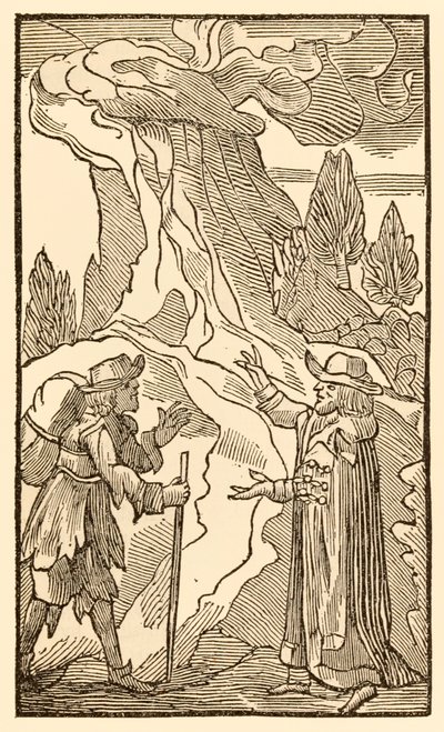 När kristna till den köttsliga människan ger gehör... från Pilgrimernas framsteg från denna värld, till det som ska komma av John Bunyan (1628-1688) föreslår Mr. Worldly Wiseman att Christian kan kasta sin börda i av Unknown