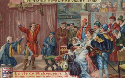 William Shakespeare spelar inför drottning Elizabeth I och vid hennes hov av Unknown artist