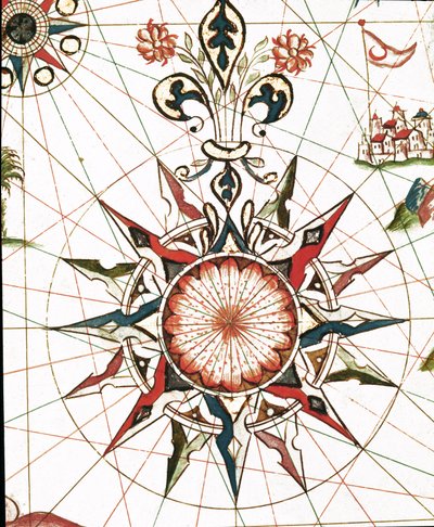 Wind Rose (Detalj av portulan av Castellini av Unknown artist