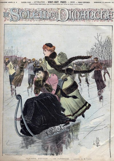 Vinterkul. Skridskoåkarna. Akvarell av herr Vallet för söndagssolen. 10 januari av Unknown artist