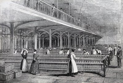 Kvinnor och barn arbetar under farliga förhållanden av Unknown artist