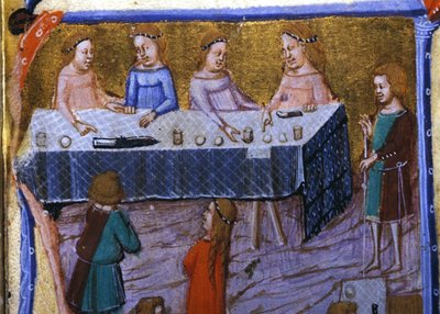 Kvinnors bankett. Miniatyr från ett 1200-talsmanuskript. av Unknown artist