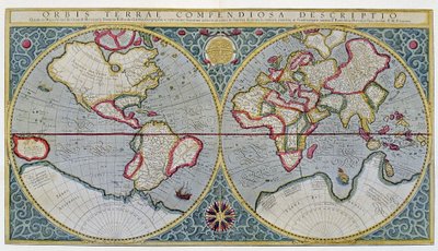 Världskarta över Mercator (1587) - efter "Gerardus Mercators Atlas av Unknown artist