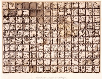 Skrivplatta - i "Ancient Monuments of Mexico: Palenqué and Other Ruins of the Ancient Civilization of Mexico" av Brasseur de Bourbourg, Paris av Unknown artist