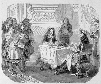Ni ser mig, mina herrar, sa kungen, är upptagen med att äta Moliere: Louis XIV och Moliere attables - i "Paris genom århundradena"" av Unknown artist