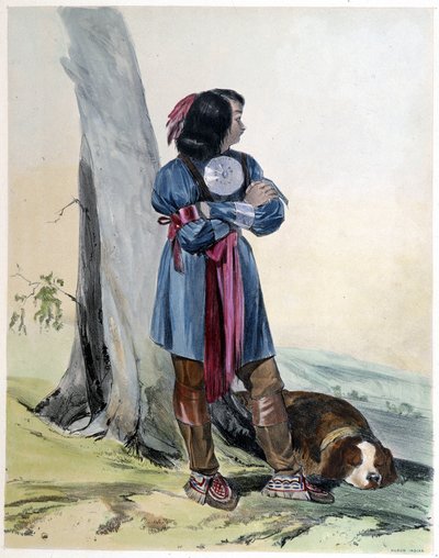 Young Indian Huron and His Dog - i "" Shyths sketcher in the Canadas"" av Coke Smyth, London av Unknown artist