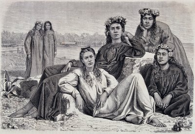 Unga kvinnor från Tahiti - i "" Le Tour du Monde"" av Unknown artist