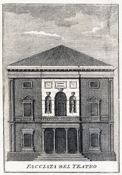 fasaden på Fenice-teatern i Venedig i mitten av 1800-talet. av Unknown artist