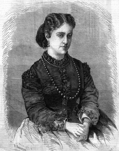 porträtt av Adelina Patti. Italiensk sångare (1843 till 1919) Gravyr från 1864. av Unknown artist