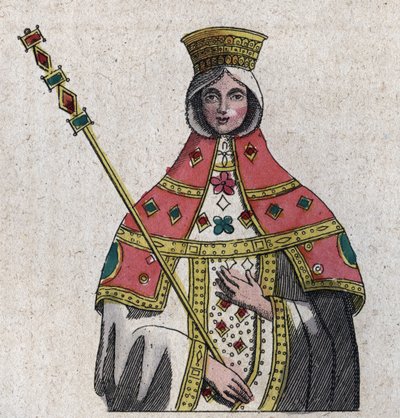 porträtt av Eudokia (eller Eudocia) Ingerina (Eudocia Ingerina) (c. 840 - c. 882) hustru till den bysantinska kejsaren Basil I - gravyr från "" Användningar och seder för alla folk i universum. Det är historien om regeringen, lagarna, milisen, religionen av Unknown artist