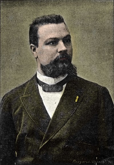 porträtt av Gerard Encausse, känd som Papus-ockultist, medgrundare av Martinistorden (1865-1916). av Unknown artist