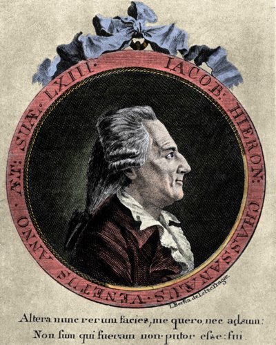 porträtt av Giovanni Giacomo Casanova (1725-1798), italiensk äventyrare och författare. porträtt av Johann Berka från "" Icosameron eller History of Edward and Elizabeth som tillbringar åttioen år med Megamicres, infödda invånare i protokollet i mellan av Unknown artist
