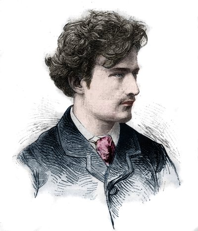 porträtt av Ignacy (Ignace) Paderewski (1860-1941), pianist, kompositör, politiker och polsk diplomat. Gravyr från 1889. av Unknown artist