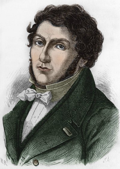porträtt av Jean François (Jean-Francois) Champollion kallad Champollion den unga franske egyptologen (1790 till 1832). av Unknown artist