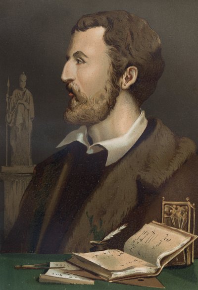 porträtt av Jerome Cardan på italienska Gerolamo Cardano (Cardanus Hieronymus) Medecin, matematiker, filosof och italiensk astrolog (Pavia av Unknown artist