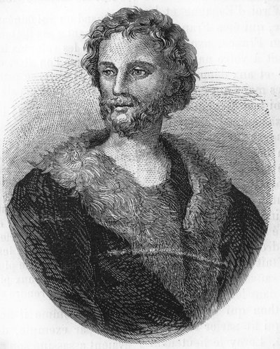 porträtt av Mathurin Régnier. Fransk poet (1573 till 1613) Gravyr från 1866. av Unknown artist