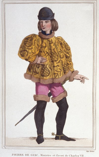 porträtt av Pierre de Giac, favorit hos Charles VII, minister och finansintendent. Gravyr från 1830 av Unknown artist