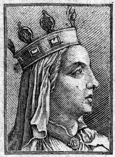 porträtt av Ultrogothe hustru till kung Childebert I som dog 559. av Unknown artist