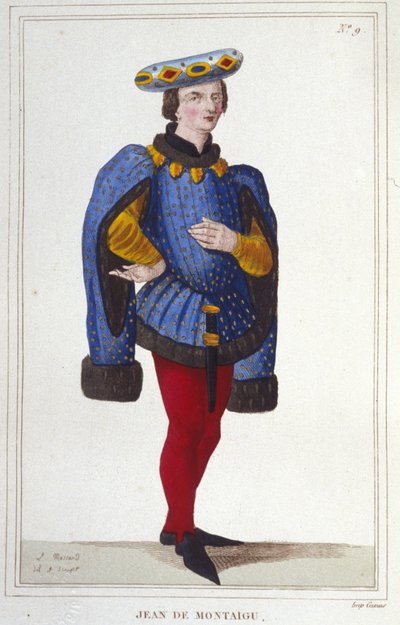 porträtt av eller Jean de Montaigu. fransk statsman (1349 till 1409). Finansintendent 1388. gravyr 1830 av Unknown artist