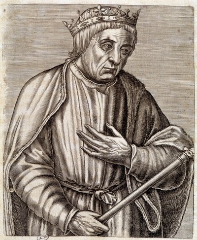 porträtt av kungen av Polen Casimir III den store. 1310-1370. gravyr från 1600-talet. av Unknown artist