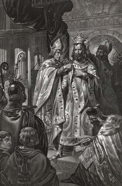 sacre de Baudouin de Boulogne dit Baudouin Ier (v. 1065-1118), roi de Jerusalem - Baldwin I:s kröning på juldagen 1100 par Anonymous av Unknown artist