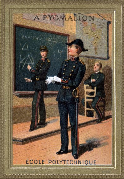 studenter vid Ecole Polytechnique. Kromolitografi. Slutet av 1800-talet. av Unknown artist