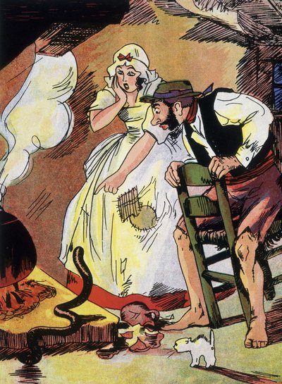 De tre önskningarna - "Tales wirtten by Charles, början av 1900-talet (tryck) av Unknown Artist
